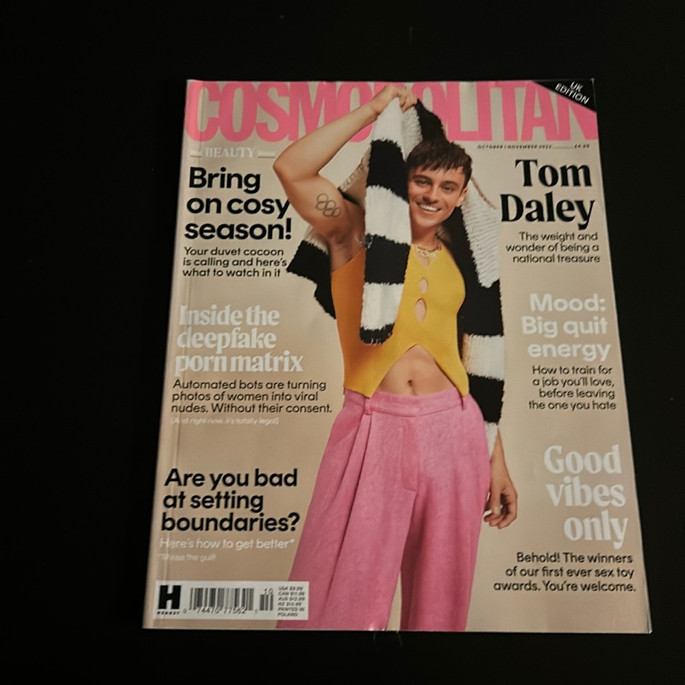 UK Cosmopolitan October/November 2022 Tom Daley Cover
